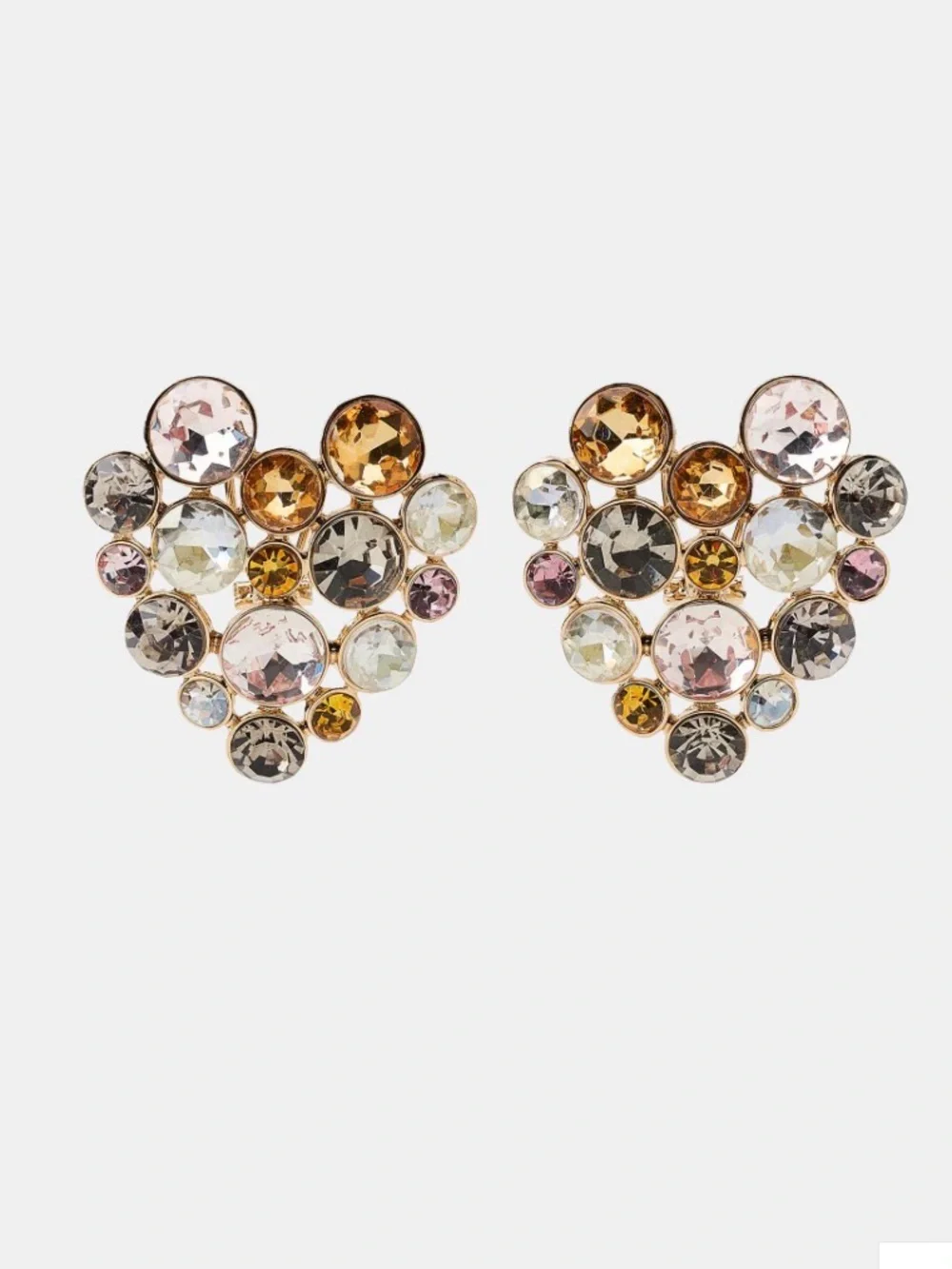 ZARA Multicolored Jeweled Heart Shaped Earrings NWT